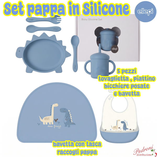 *SVEZZAMENTO*ELLEPI SET PAPPA da 5 pezzi CR1033 Cielo